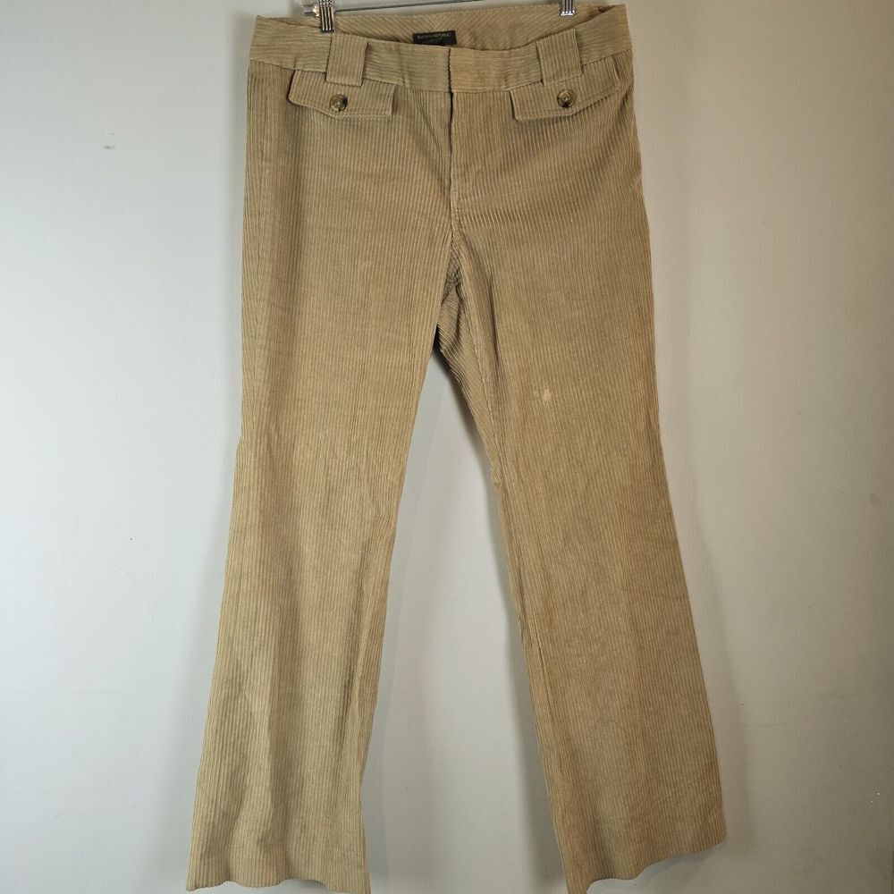 Banana Republic Women Corduroy Pants‎ 14 Preppy Beige Stretch Pockets.E182